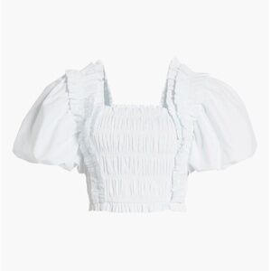 Endless Rose Puff Sleeve Crop Top in White